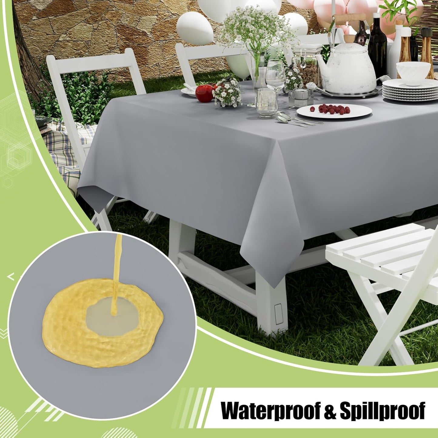 Smiry 54 Inch x 100 Feet Disposable Table Cover Roll, Grey Plastic Table Cloth in Cut-to-Size Box with Slide Cutter, Waterproof Rectangle Tablecloths for Weddings, Banquets, Outdoor