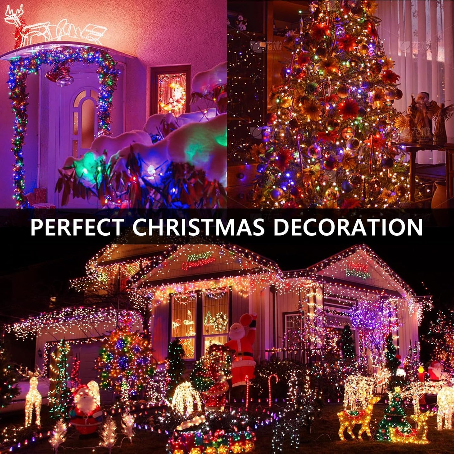 50FT 1000 LED Cluster Christmas Lights, Christmas Tree Lights Outdoor Indoor with 8 Modes & Timer & Remote, Firecrackers String Lights Waterproof for Garland Party Xmas Decorations, Multicolor