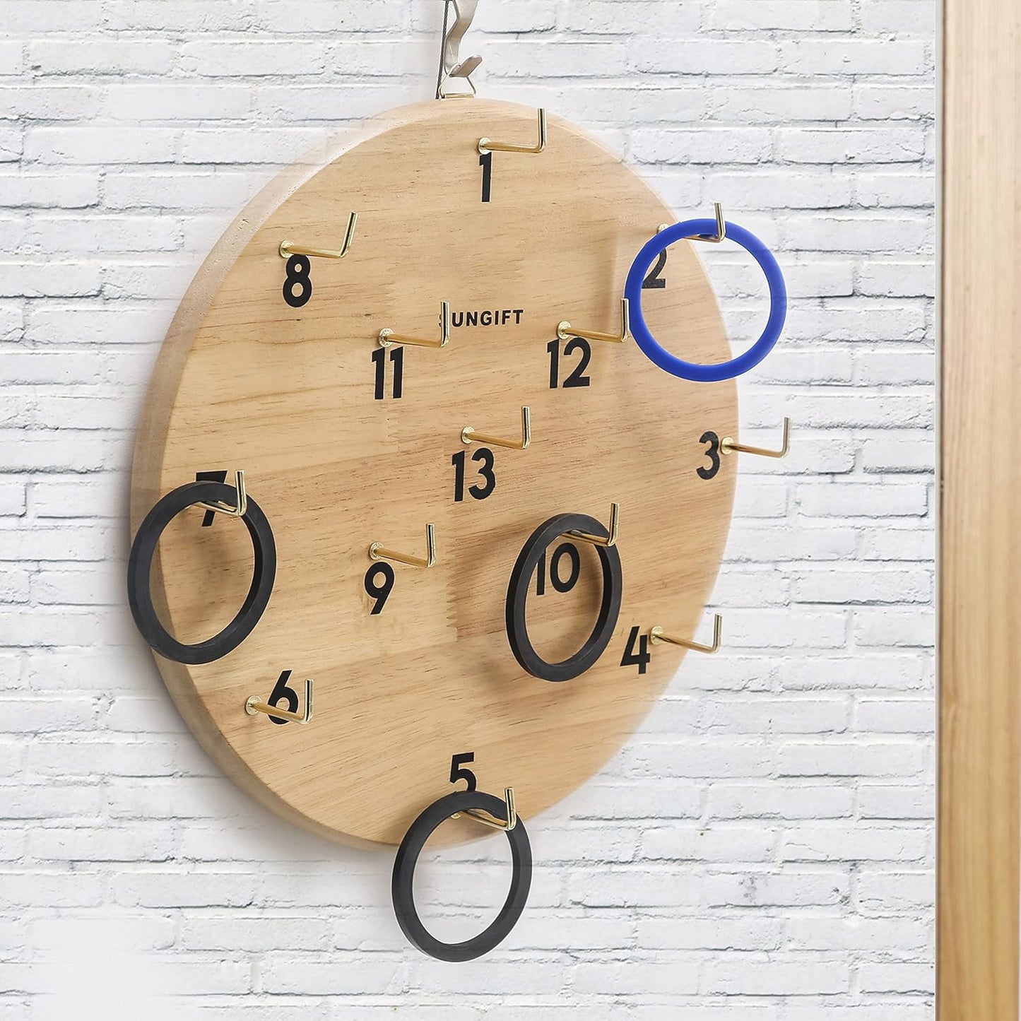 SUNGIFT Hook Ring Toss Game for Adults & Kids - Yard Hooky Ring Tossing Games - Hookie Wall Game Indoor & Outdoor Family Fun - Home, Party, Office, Camping & Backyard Games
