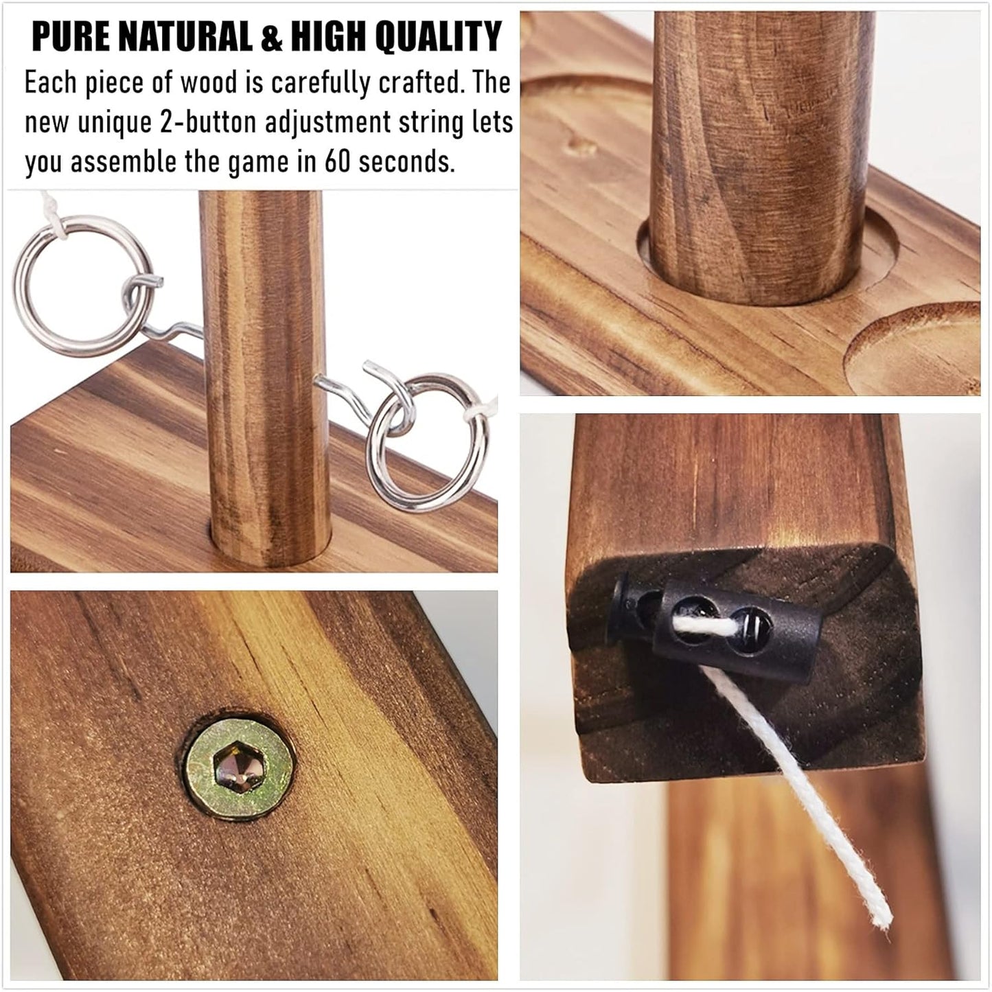 Hook and Ring Game with Shot Ladder, Ring Toss Game for Adults, Wooden Ring Hook Tossing Game Yard Games, Indoor Outdoor Games for Adults Party, Home, Patio