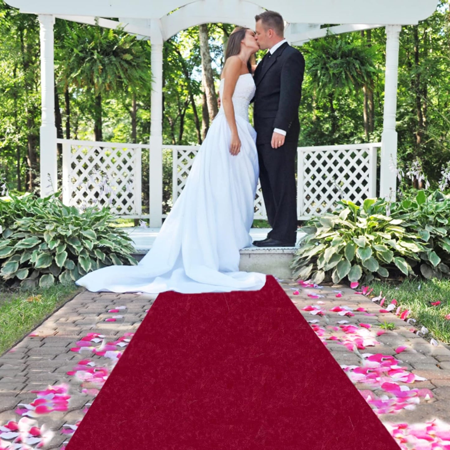 FUHSY Wedding Aisle Runner Burgundy Velvet Aisle Carpet Runner 15FTx2FT Maroon Aisle Runner for Ceremony Wedding Runners Outdoor for Party Runners Rug Aisle Decorations