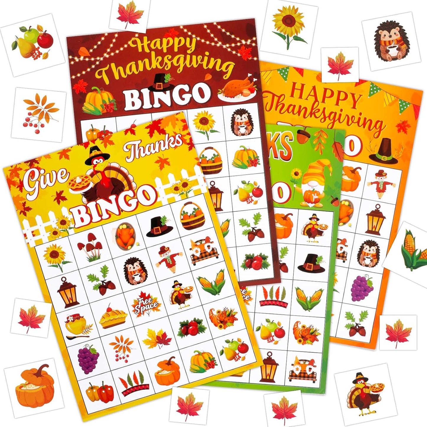 Konsait 36 PCS Thanksgiving Bingo Game Cards for 24 Players, Turkey Bingo Thanksgiving Games for Family Classroom School Activity Party Favor