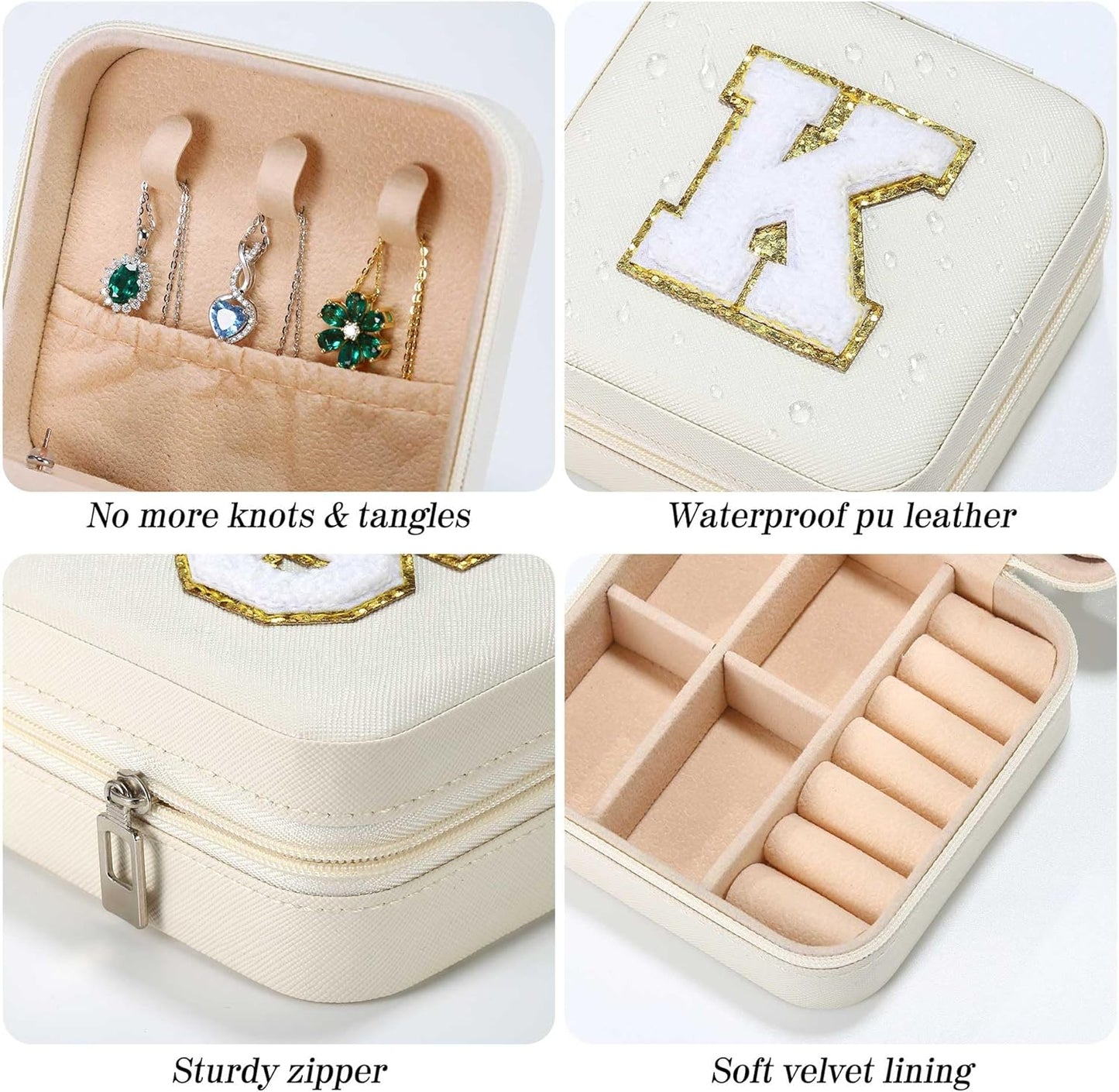 Parima Bridesmaid Gifts for Wedding Day | Unique Proposal Gifts | Travel Jewelry Case - Letter F, White