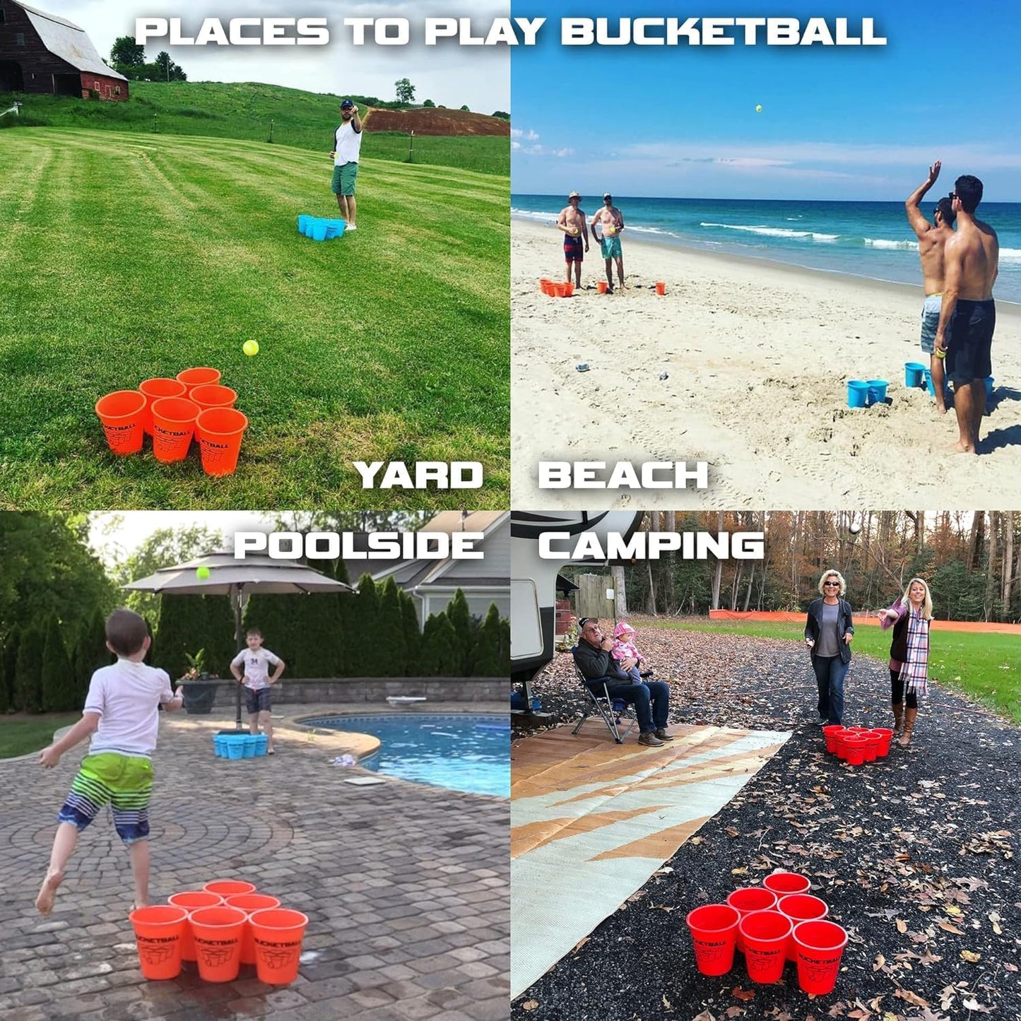 BucketBall | Original, Largest & Most Durable Brand | Supports USA Jobs | Ultimate Outdoor & Tailgate Game | Perfect for Beach, Pool, Lawn, Yard, Camping