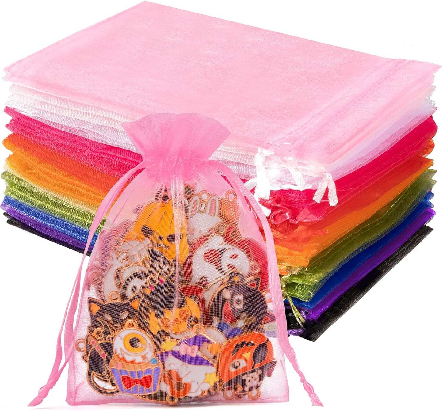 Crweety 50 Pack 4x6 Inch Assorted Color Organza Bags, Vibrant Mix of 10 Colors Mesh Gift Bags for Wedding Favors, Birthday Party Favor, Candy Jewelry Sachet Packaging & Holiday Gifts