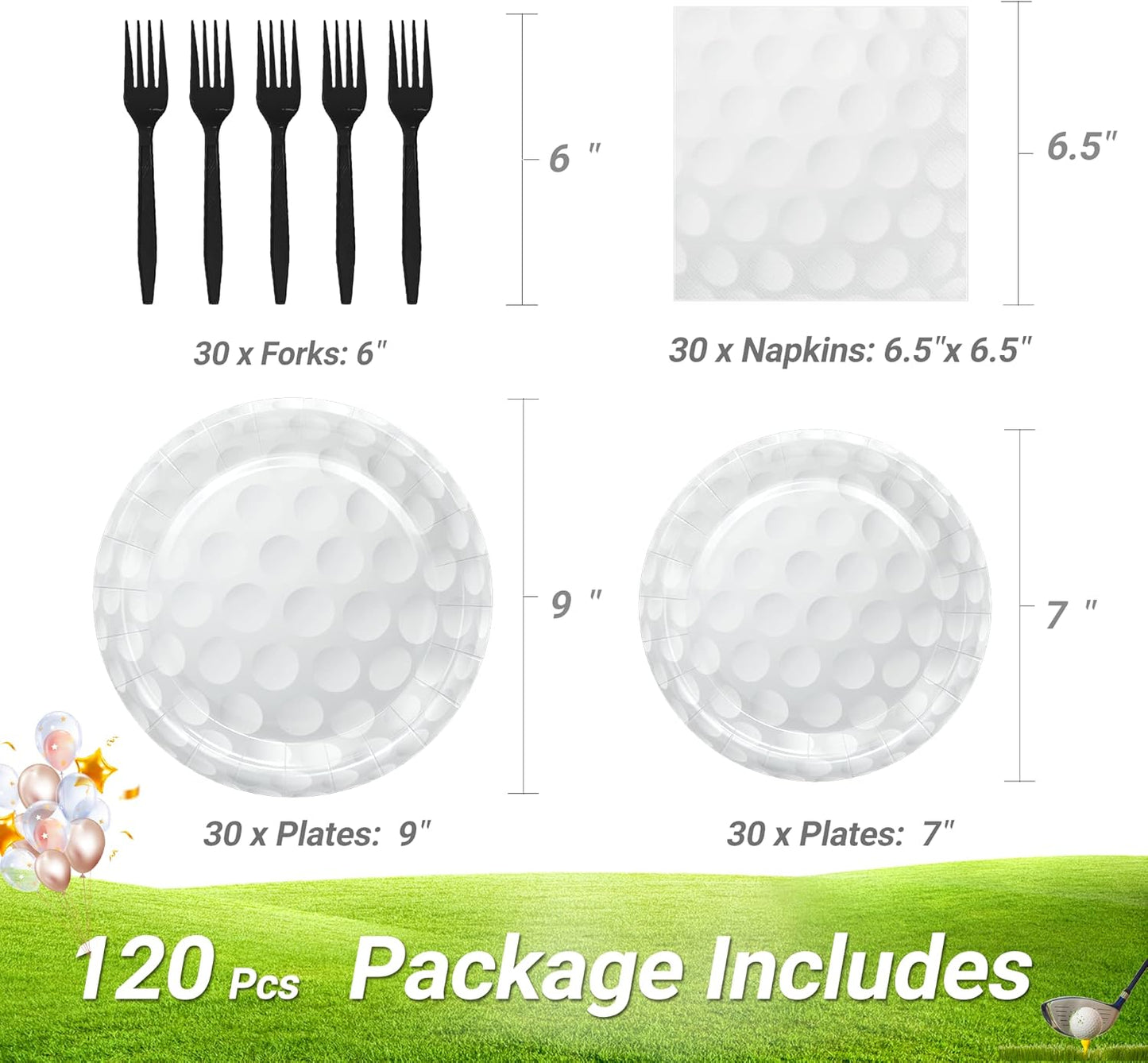 120 Pcs Golf Party Supplies Bundle Paper Plates Napkins Forks Golf Party Birthday Decorations For Kids Serves 30