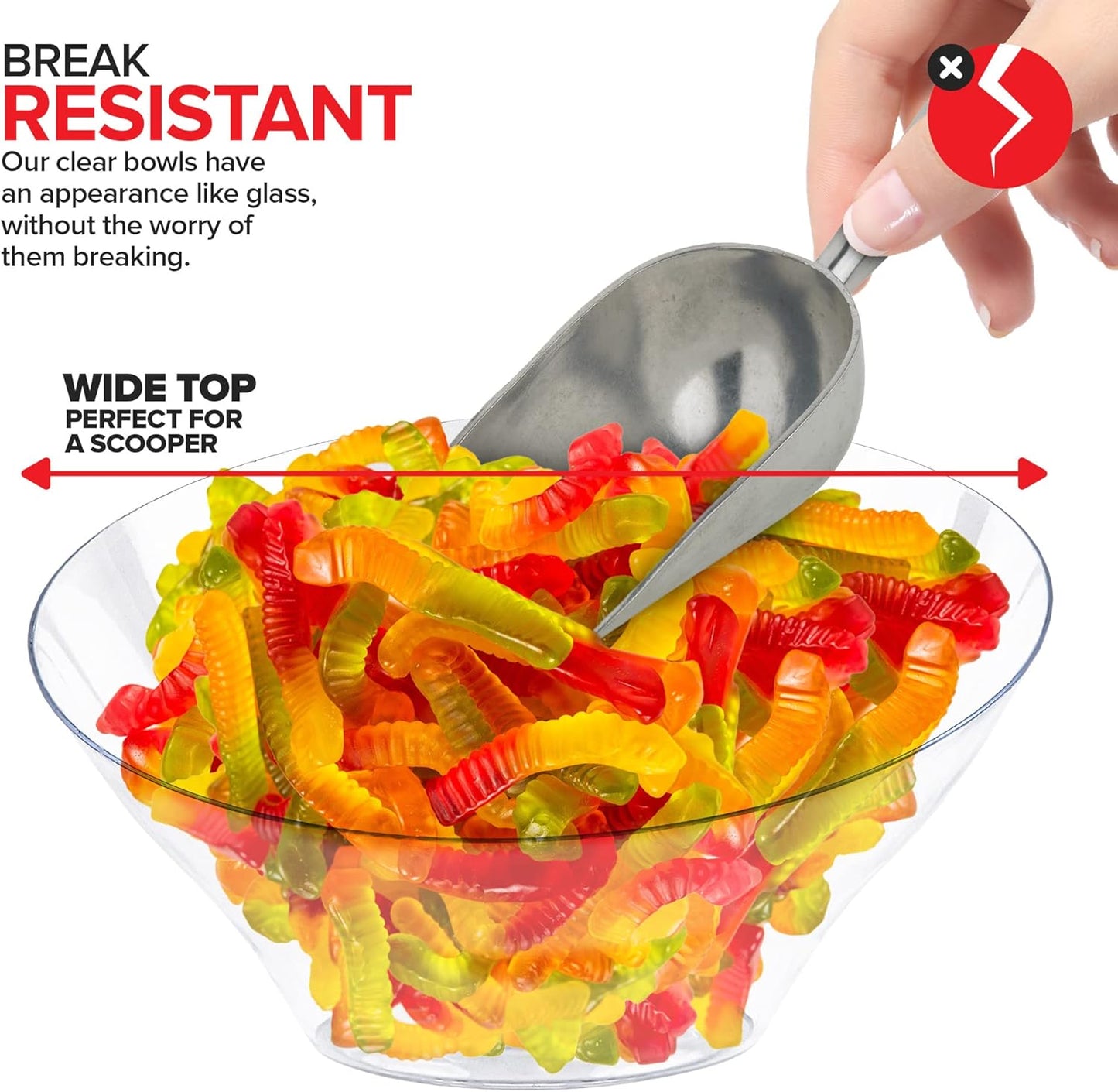 Multi-Pack Clear Plastic Serving Bowls (8 Pack) 4 x 6oz Small Disposable Candy Dishes, 4 x 20oz Medium Buffet Containers, Chips, Popcorn, Snacks, Salad Bar, Parties, Bridal Shower, Party Supplies