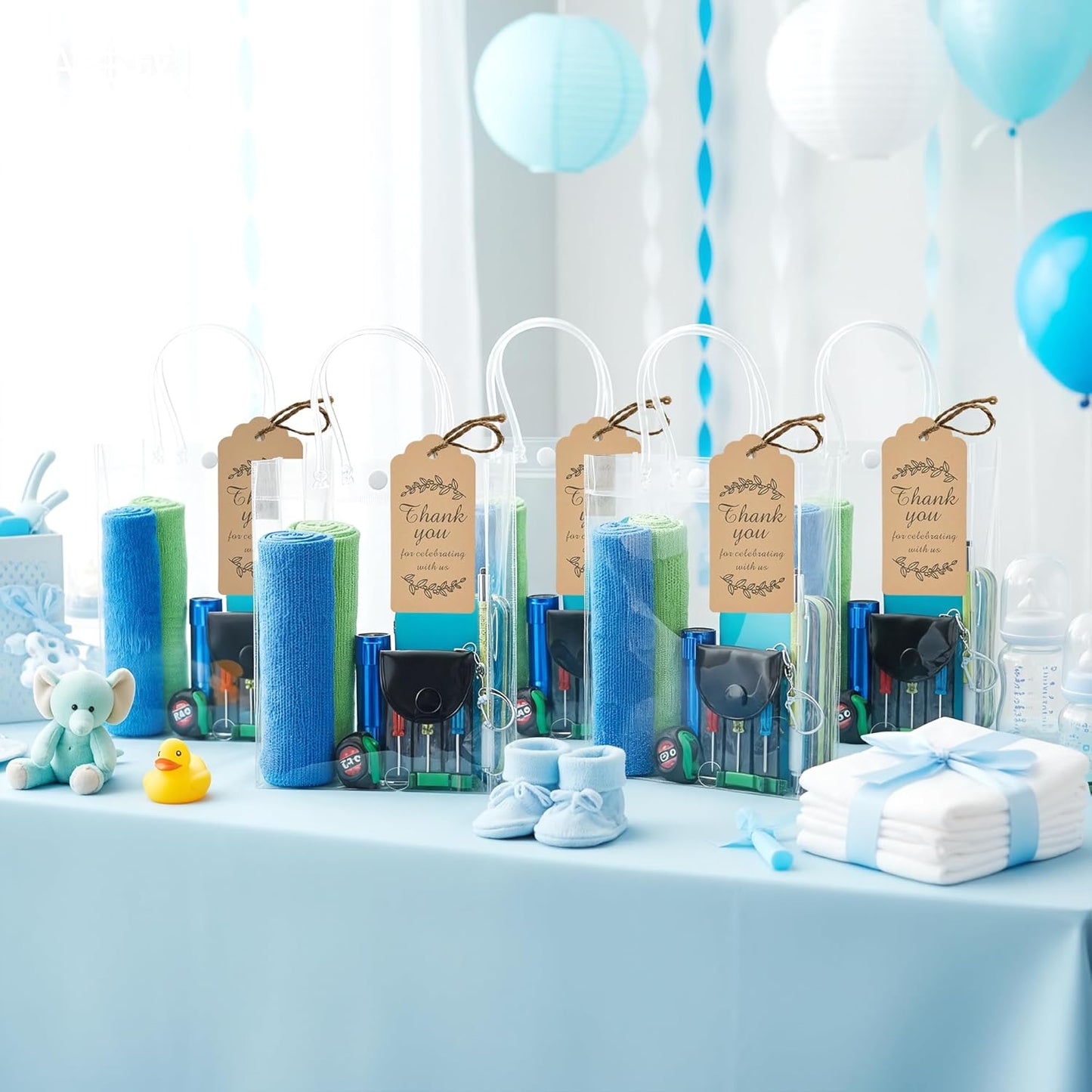 6 Set Baby Shower Prizes for Men, Bottle Opener Keychain, Multi-Tool Pen, Measuring Tape, Nail Clipper Set, Baby Shower Game Prizes for Winner Bachelor Party