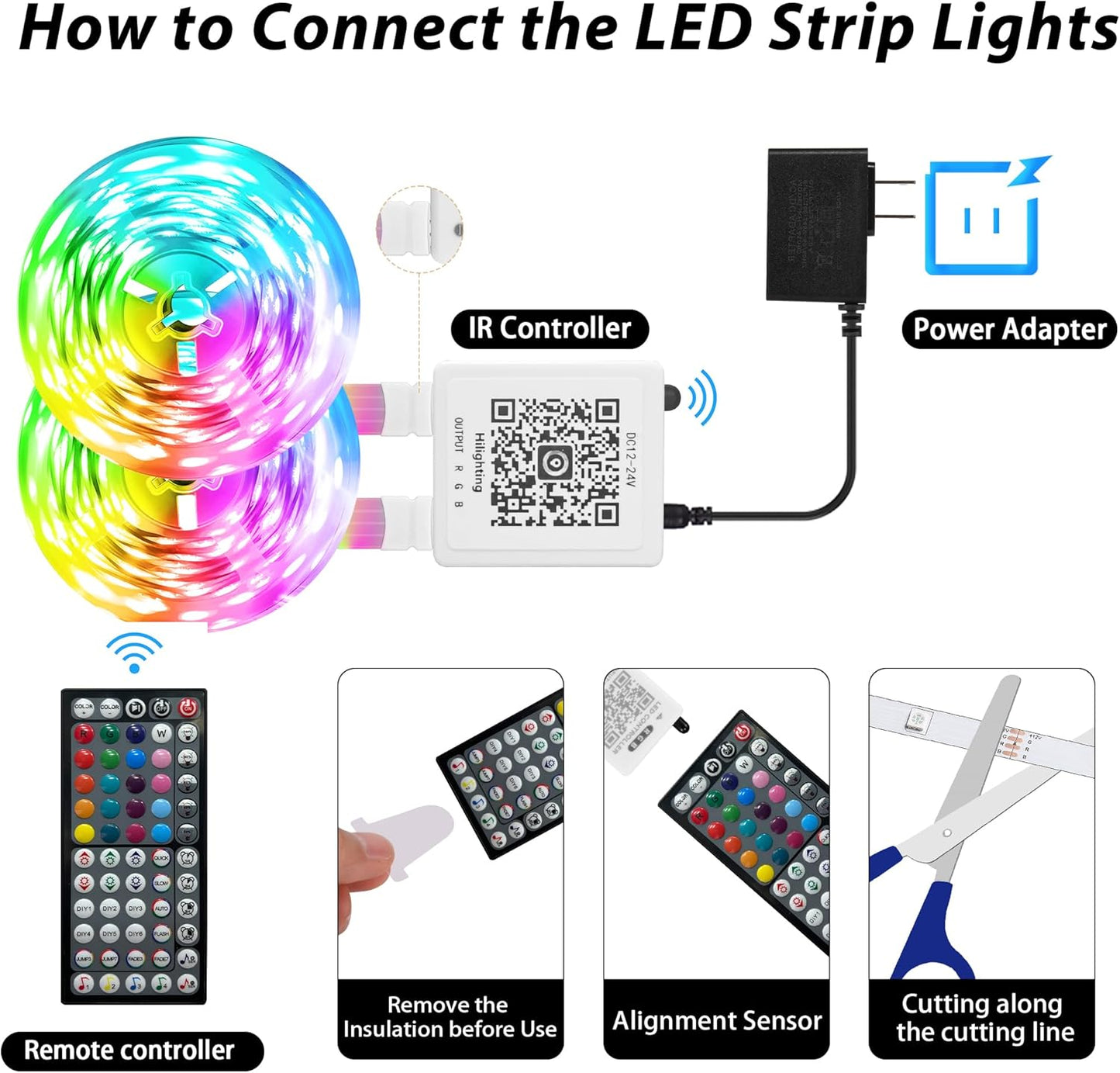200FT Led Lights for Bedroom, Color Changing RGB Led Strip Lights Indoor, Music Sync Led Light Strip with Remote and App Control, DIY Led lights for Room Home Decor Ambient Lighting (2*100FT)