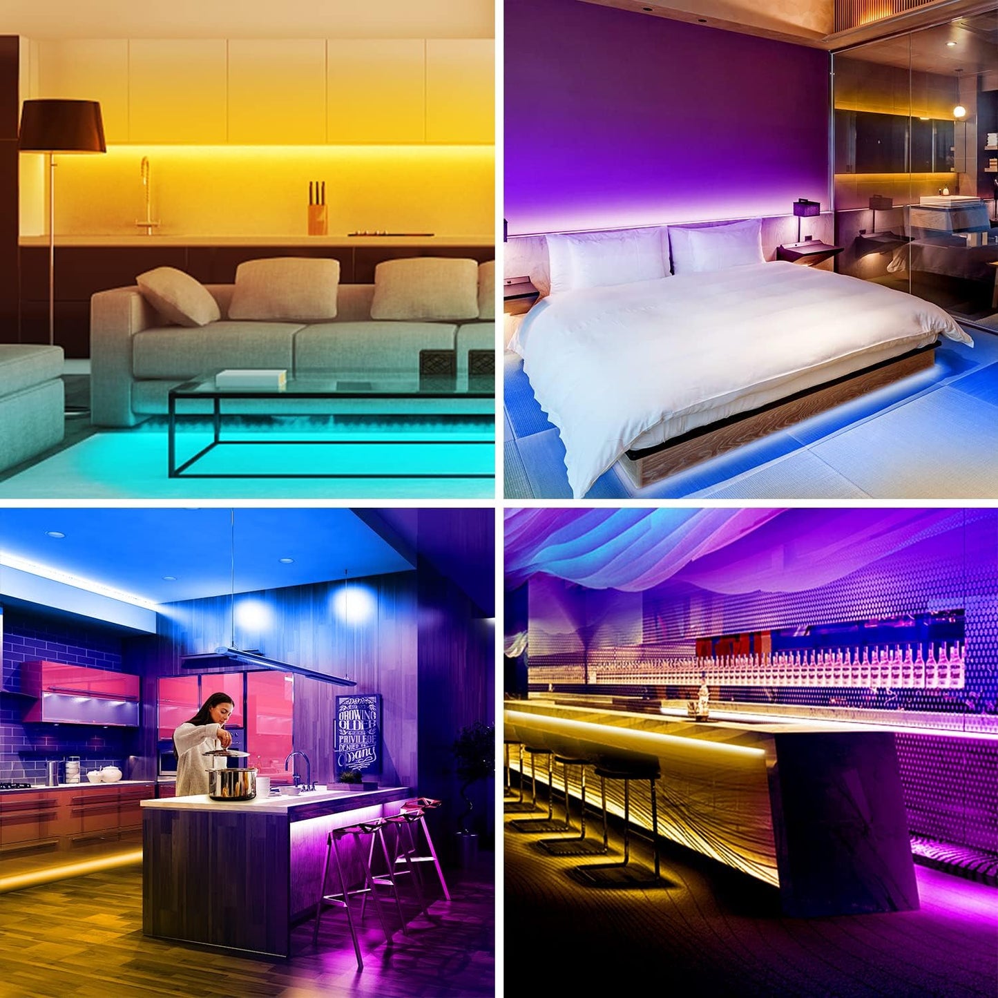 DAYBETTER Led Strip Lights Smart with App Control Remote, 5050 RGB for Bedroom, Music Sync Color Changing for Room Party 200 ft (4 Rolls of 50 ft)