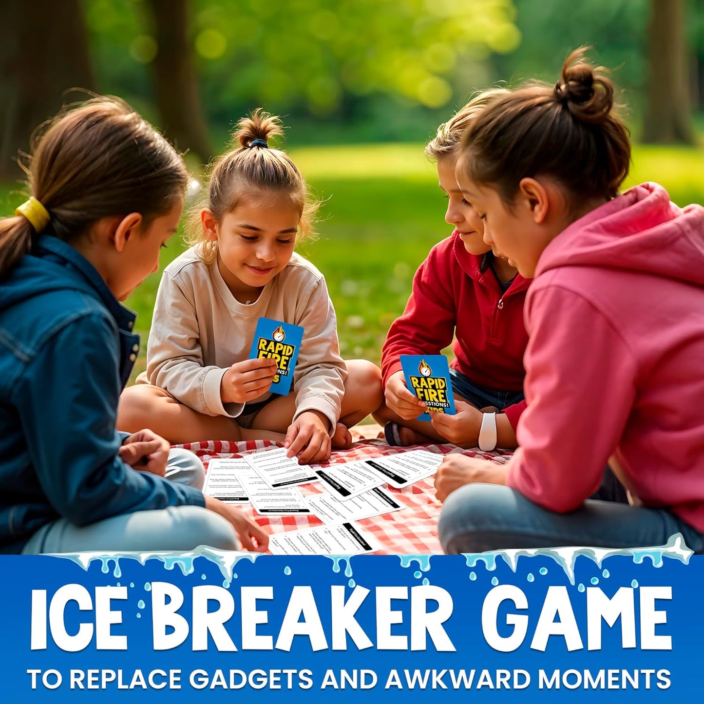 QUOKKA Kids Conversation Cards Game - Break The Ice Game for Kids and Families - Icebreaker Cards with 500+ Questions - Family Game for Kid 8-12 - Perfect for Family Games Night I Travel Version