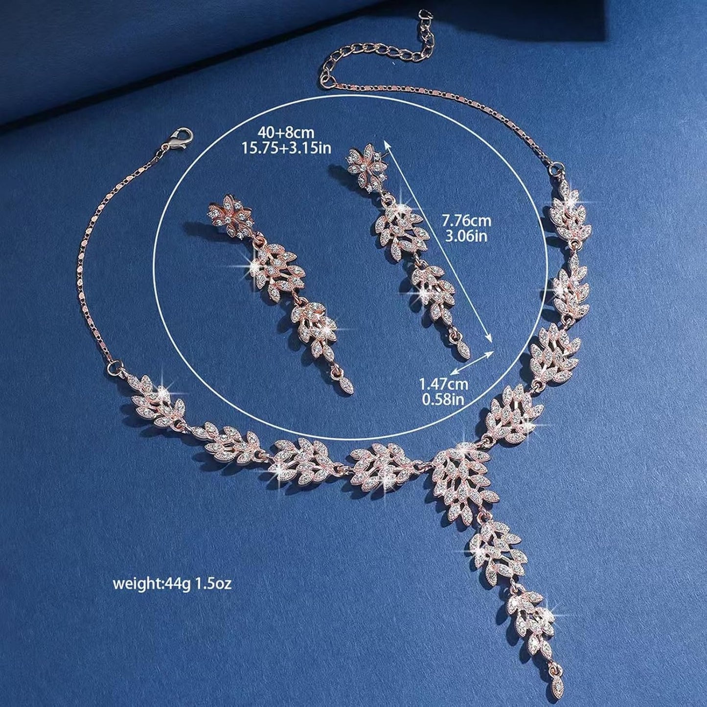 la luen Long Wedding Brides Necklace Earring Sets Rhinestone Statement Necklace Jewelry for Women Party Prom Engagement Bridesmaid Gifts