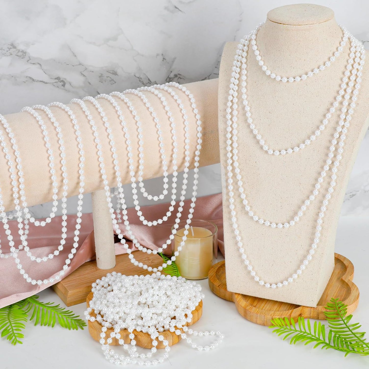 Mardi Gras Beads, White Beads Necklace Bulk, 33 Inches White Mardi Gras Accessories, Parade Throw Supplies Pirate Carnival Baby Shower Birthday Party Wedding Favors Decorations