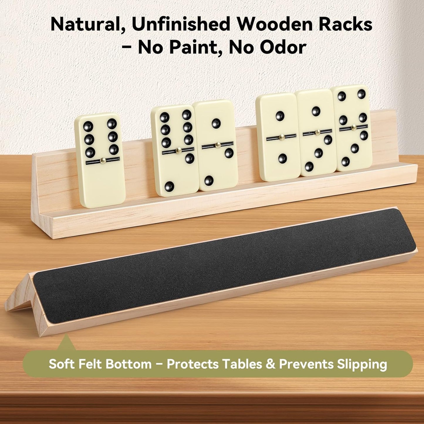 BATURU Jumbo & Extra-Thick Double 6 Dominos Set for Adults, 28 Large Tiles with 4 Wooden Racks, Portable Travel Case, Premium Dominoes Set for Adults, Kids, Classic Family Game Night & Party Games