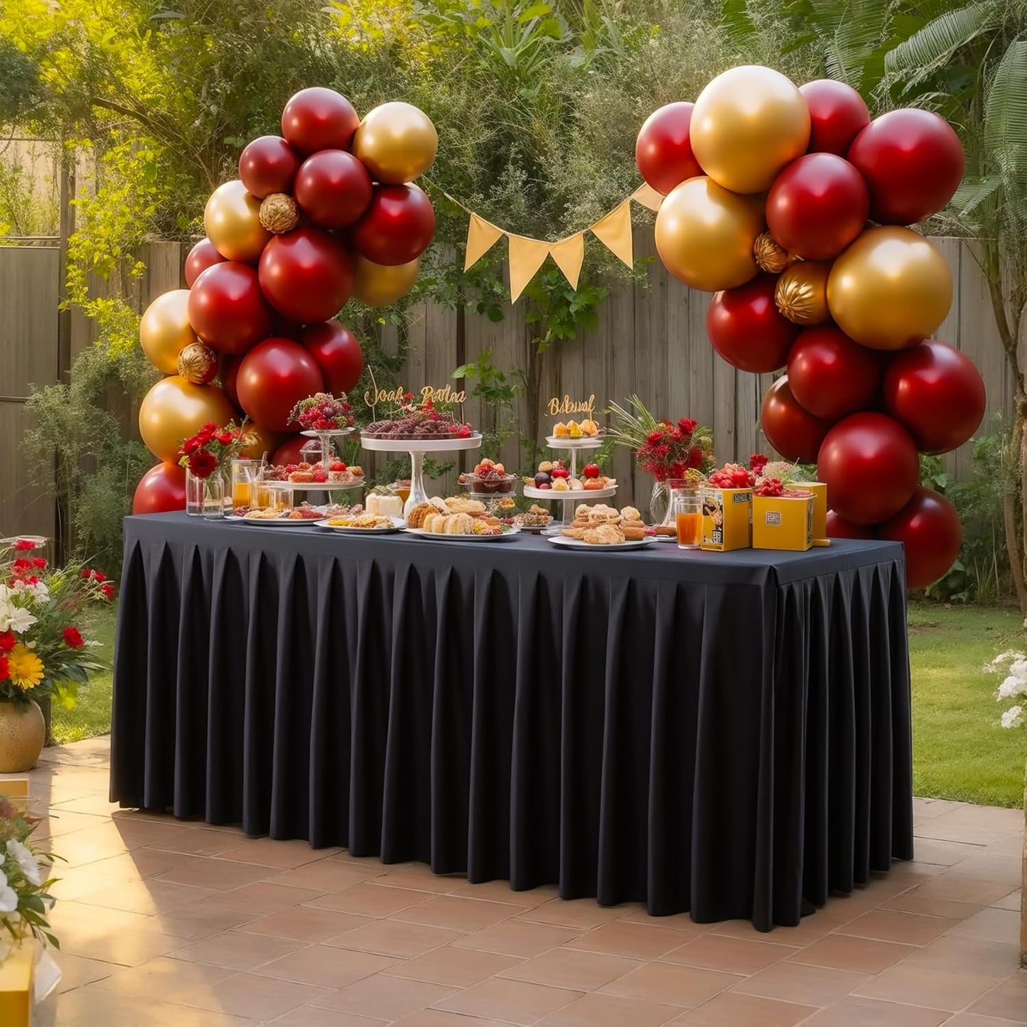 8 Pack Black Rectangle Tablecloth 8 FT Stretch Spandex Fitted Table Cloth for 8 Foot Rectangle Tables Banquet Tablecloths Wrinkle Free Table Cover Skirt Ruffle Tablecloth for Party Wedding Birthday