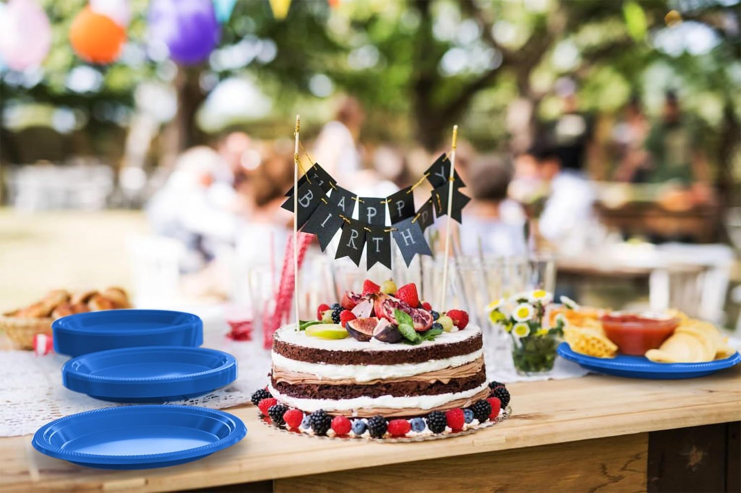 Exquisite Party Solids Dark Blue Plastic Plates For Party 10" Dark Blue Disposable Plates Heavy Duty 100 Pcs Plastic Dinnerware Sets Heavy Duty 350 GSM Disposable Dinnerware Set