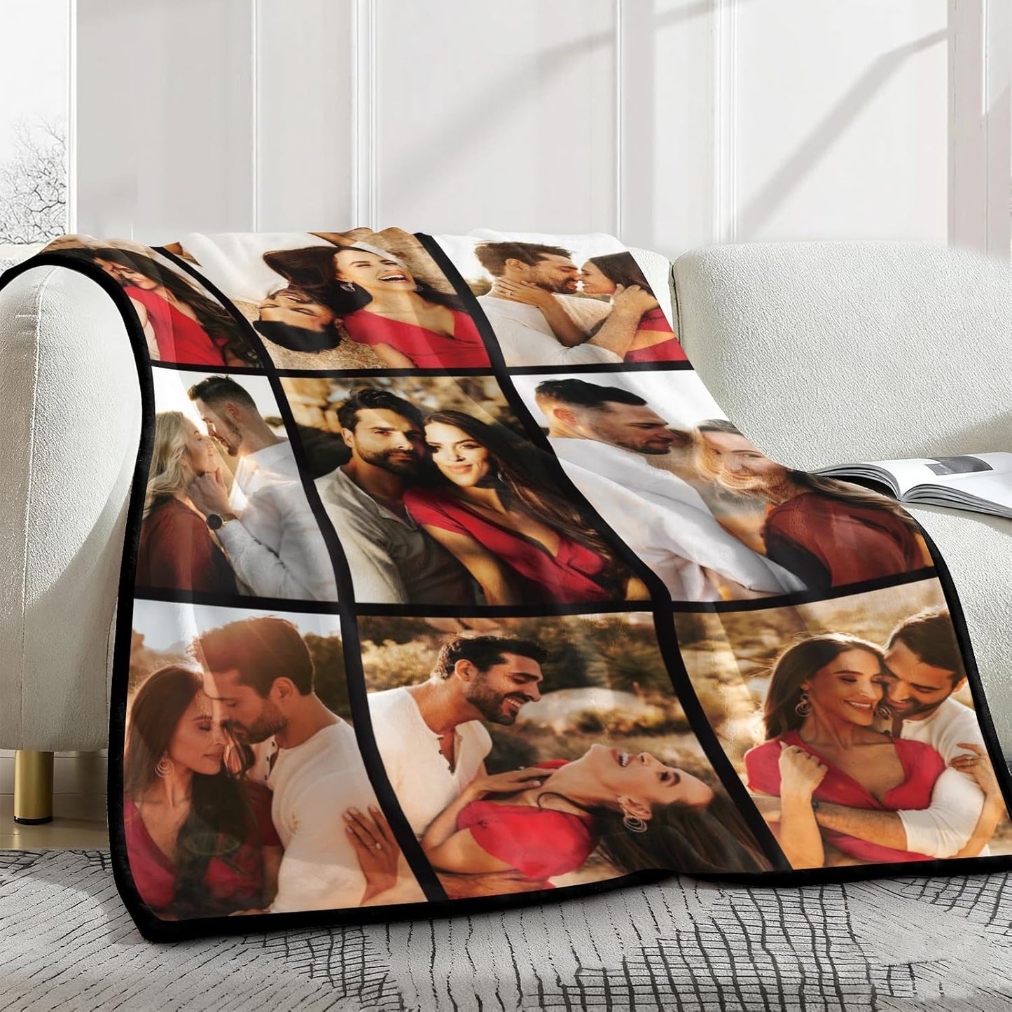 Yofair Ships Next Day, Custom Blanket with Picture Anniversary Wedding Gifts for Women Men Personalized Photo Blankets I Love You Couple Gift for Boyfriend Girlfriend Wife Husband