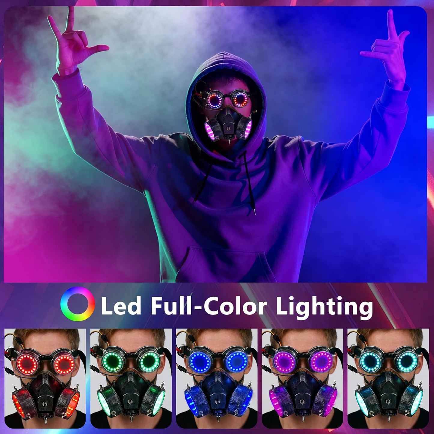 GLITCHCORE light up glasses 7 Colors and 4 Modes Led Visor Cyberpunk glow in the dark glasses Cosplay Party Bar