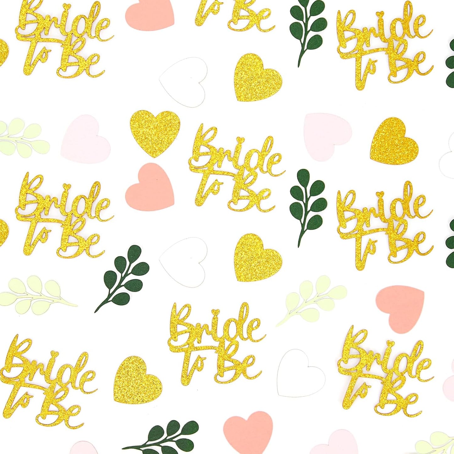 200PC Sage Green and Pink Gold Bachelorette Confetti for Bridal Shower Decorations Heart Eucalyptus Table Scatters for Bride to Be Decorations Engagement Wedding Decor Party Supplies