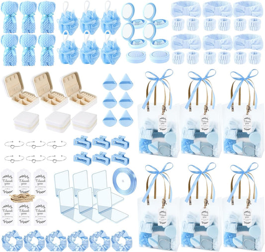 85Pcs Baby Shower Prizes for Game Winners Gifts Baby Shower Favors including Headband Hair Brush Mirrors Jewelry Box with Gift Bag for Baby Shower Game Prizes Wedding Bridal Shower Favors (Blue)
