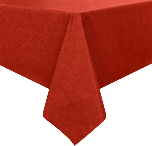 Romanstile Christmas 100% Waterproof PVC Tablecloth, Rectangle Oil Spill Proof Stain Resistant Vinyl Table Cloth, Wipe Clean Plastic Table Covers for Kitchen/Dining/Parties - 54 x 78 Inch, Red