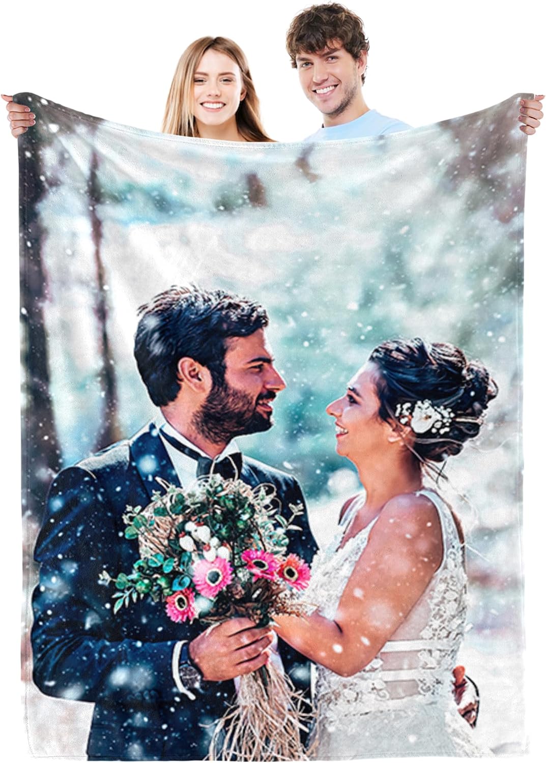 Personalized Valentine's Day Birthday Photo Blankets for Girlfriend Boyfriend Gifts, Custom Gifts for Couples Wife Husband Photo Blankets for Her Him Anniversary Wedding Gifts