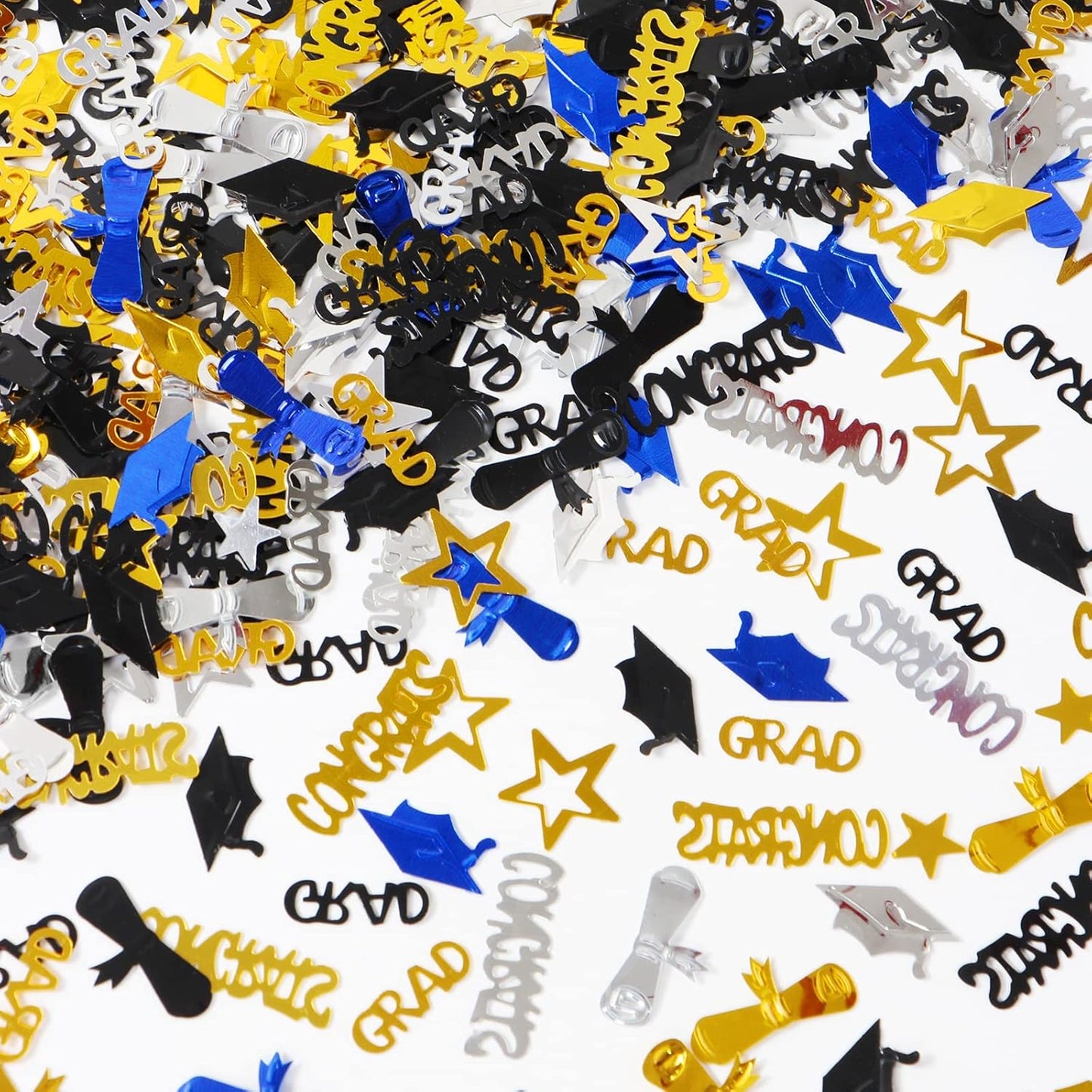 Graduation Party-Decorations Navy-Blue Gold-Silver Confetti - Congrats,Grad,Star,Graduation Cap,Diploma Table Decor Confetti Graduation 2025 Lasting Surprise