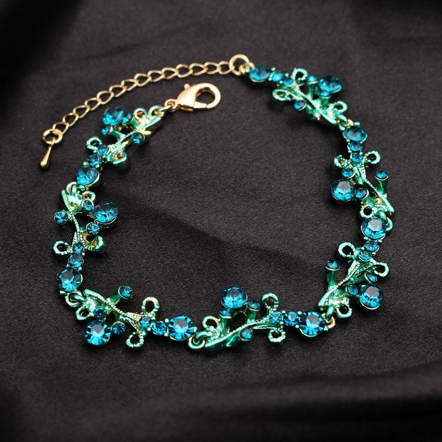 3Pcs Austrian Crystal Jewelry Set for Women, Necklace Dangle Earrings Link Bracelet Jewelry Set with Gold/Platinum/Gun Plated, Wedding Party Jewelry for Bridal Bridesmaid