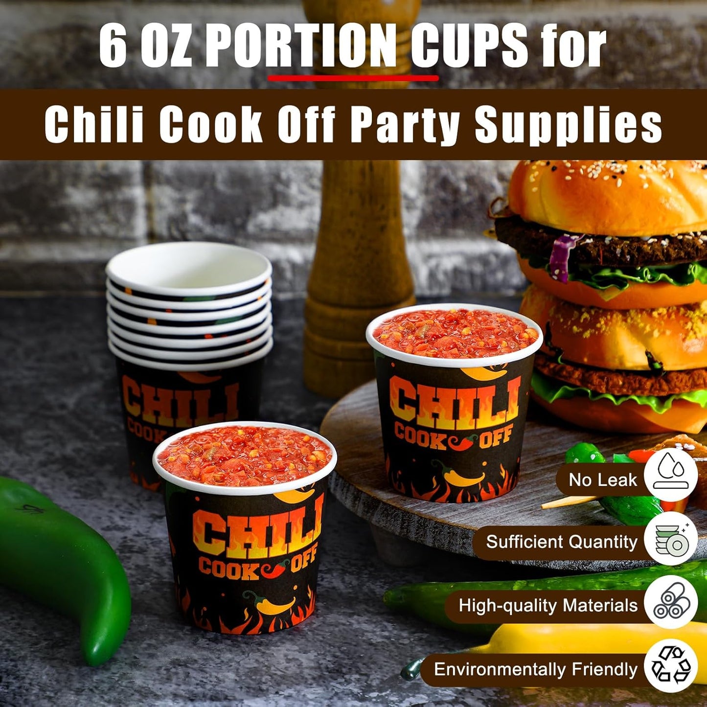200 Pcs 6 oz Chili Cook off Decorations Mini Chili Cook off Cups Disposable Food Sample Cups Small Tasting Paper Bowls for Mexican Party Supplies