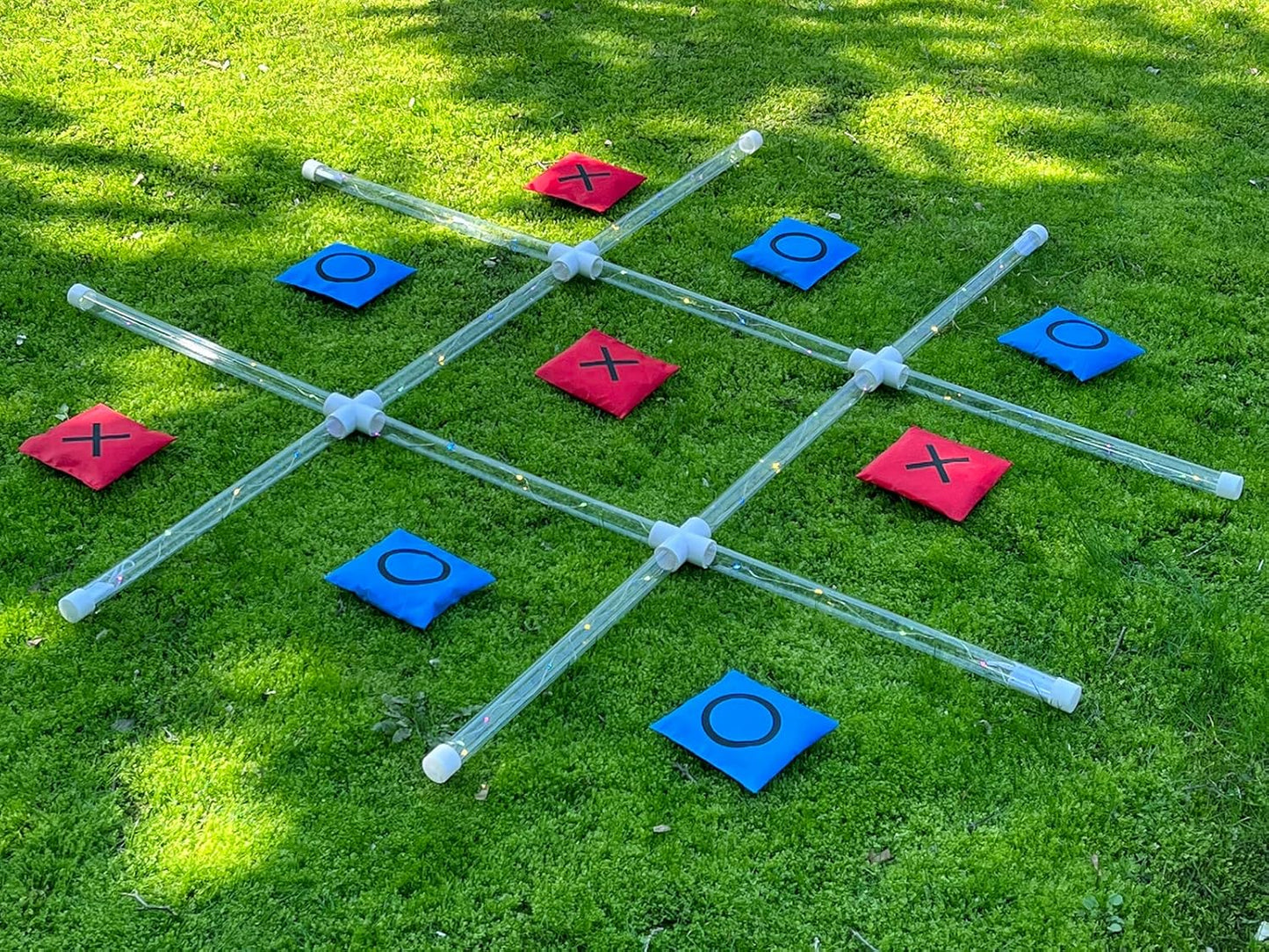 Outdoor Toss Games for Adult and Kids, Giant Tic Tac Toe Game with LED Light, Classical Board Yard Game Sandbag Game for Famlily, Party, Travel(4ft x 4ft)