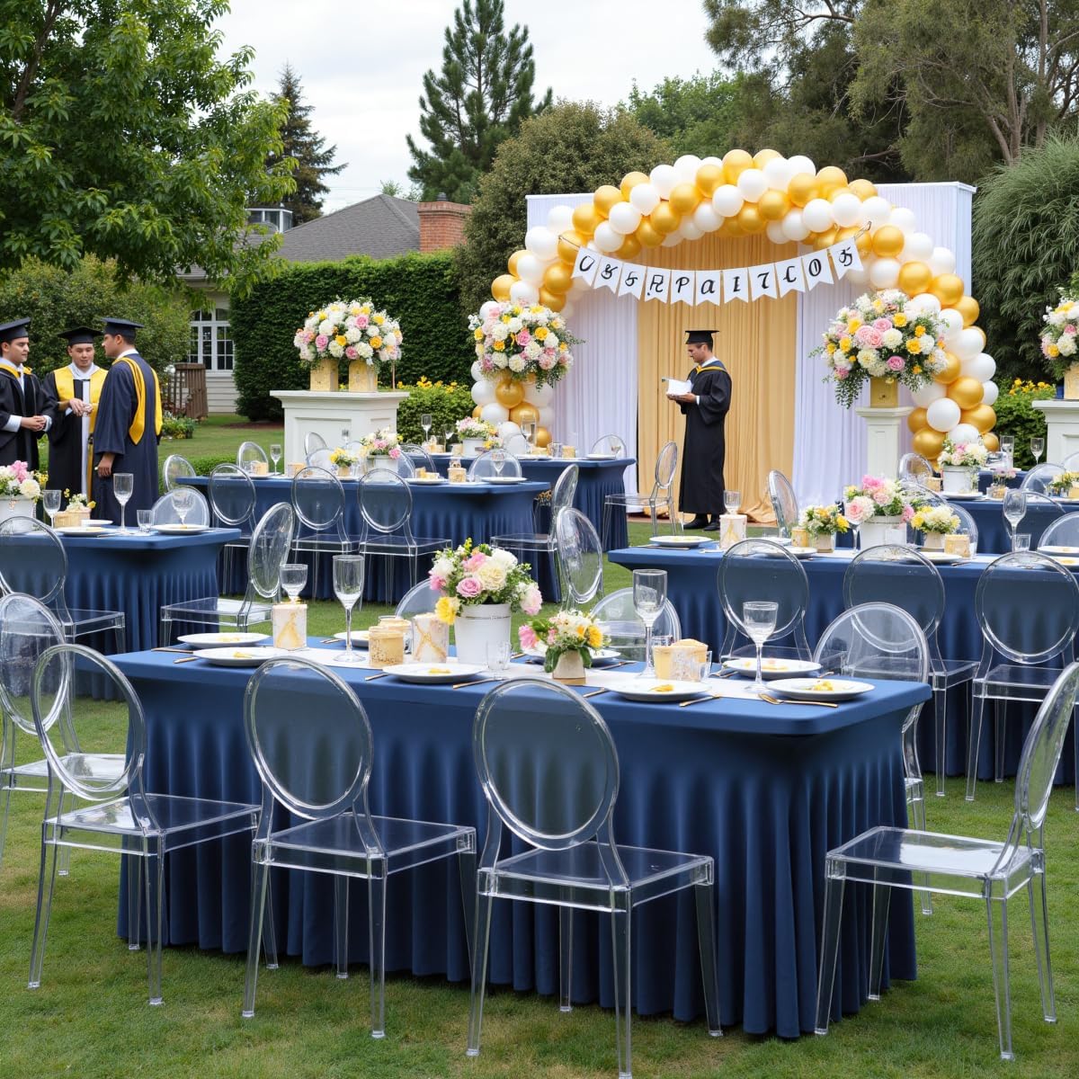 leegleri 2 Pack Navy Blue Spandex Table Clothes for 6 Foot Rectangle Tables, Wrinkle Free Fitted Table Cloth 6ft Stretch Tablecloths for Parties Weddings Birthday Banquet Baby Shower