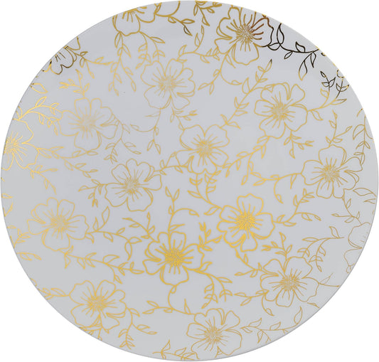 Trendables™ Premium 8 Inch. Disposable Plastic Plates, Food Grade Plastic Salad/Dessert Plates - Versa Design - 40 Pack