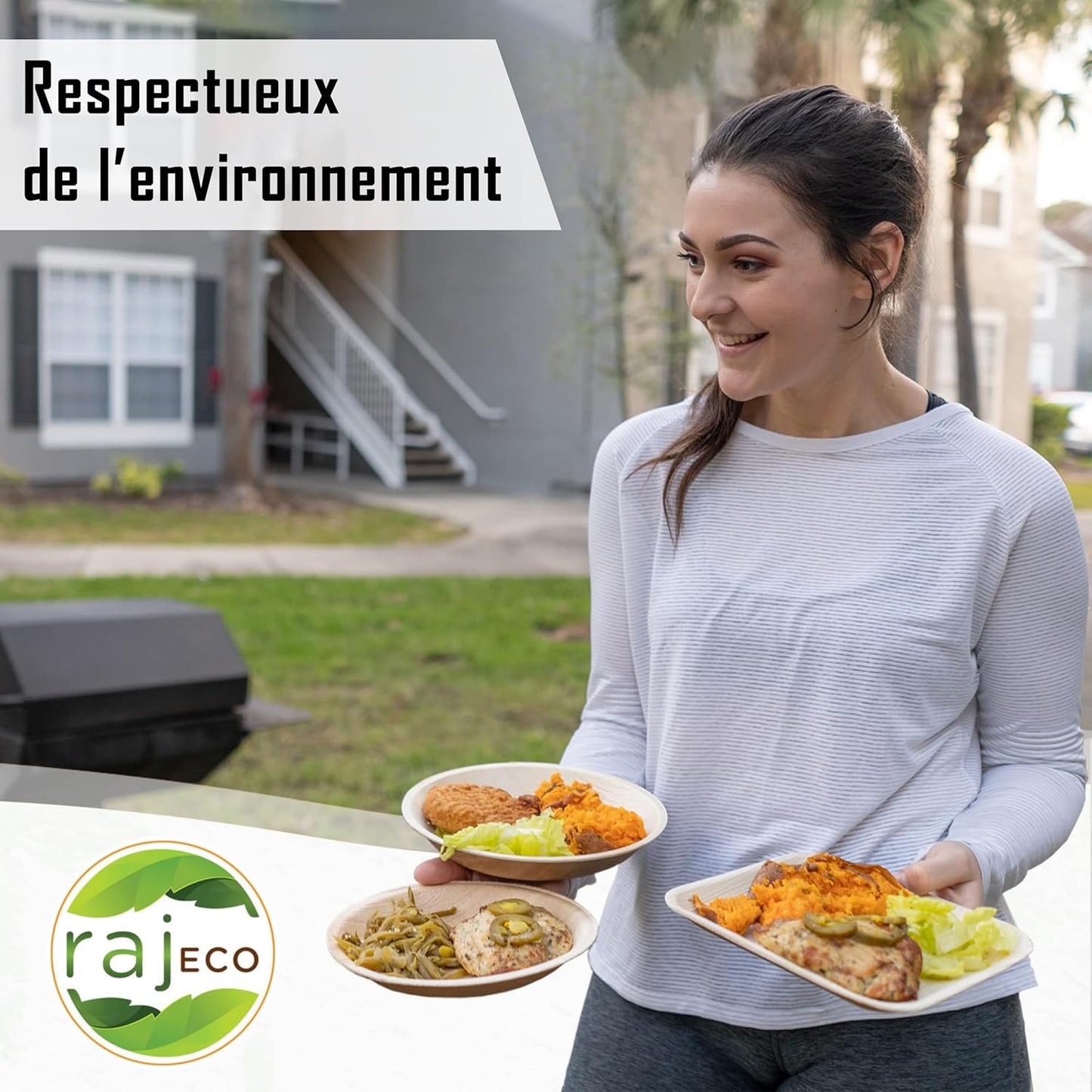 Raj Disposable Palm Leaf Bowls (50 Count, 5" Bowls) Strong Bowl Like Bamboo Party Bowl - Decorative Compostable Tableware for Lunch, Dinner, Birthday, Outdoor, BBQ, Picnic, Parties