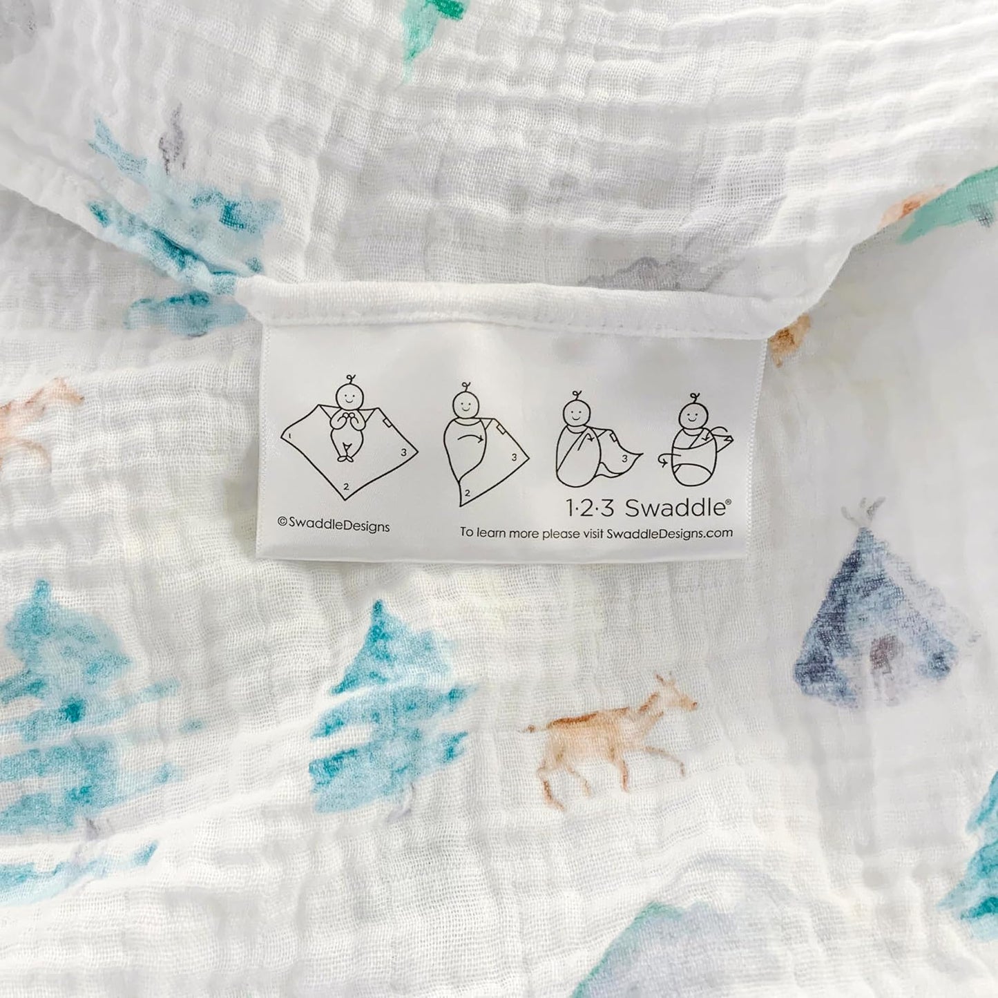 SwaddleDesigns Cotton Muslin Swaddle Blankets for Baby Boy & Baby Girl, Set of 4, Neutral Receiving Blankets for Newborn, Baby Registry & Gift, 46x46 inches, Watercolor Mountains & Trees