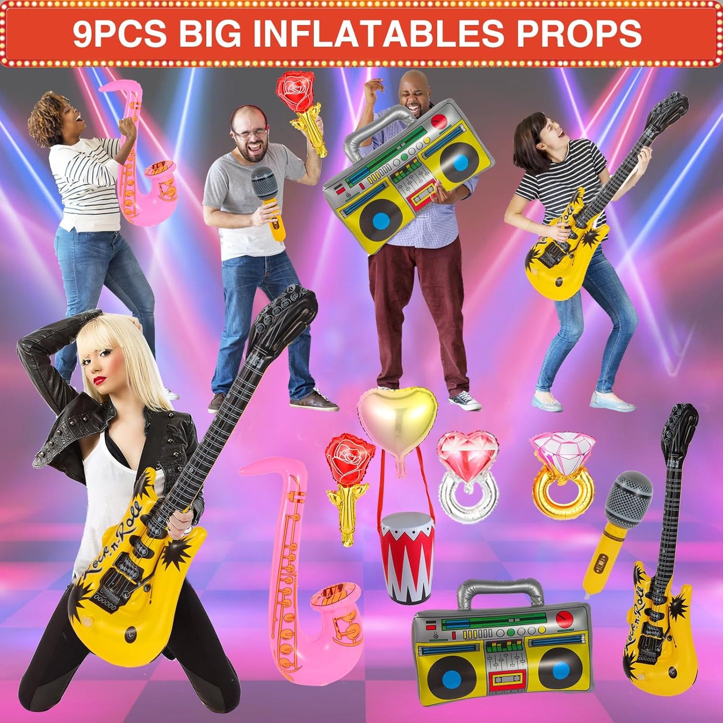 Bulk Opulent Photo Booth Props Set for Adult, Novelty Funny Hats and Glasses, Colorful Wig, Inflatable, Phtot Booth Props Kit for Graduation, Wedding, Birthday, Bachelorette and All Occasions