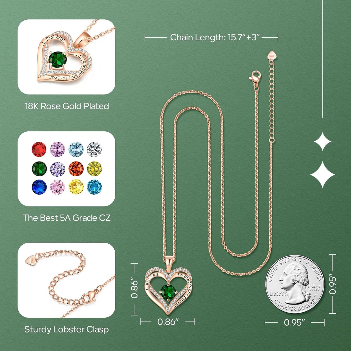 18K Rose Gold Necklaces for Women Birthday Gifts for Women Jewelry for Women Birthday Gifts for Wife Girlfriend Daughter Wife Birthday Gifts for Anniversary Mothers Day Christmas Valentines Gifts