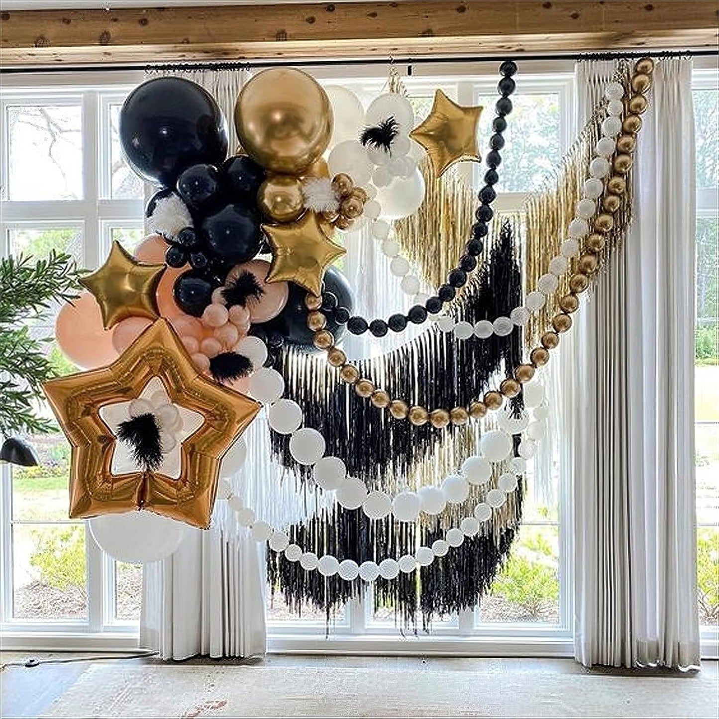 Black and White Quick Link Balloons, 100PCS Latex Linking Balloons for Making Balloon Wall Balloon Arch Balloon Chains and Wedding Birthday Baby Shower Engagement Graduation Party Decorations (6inch)