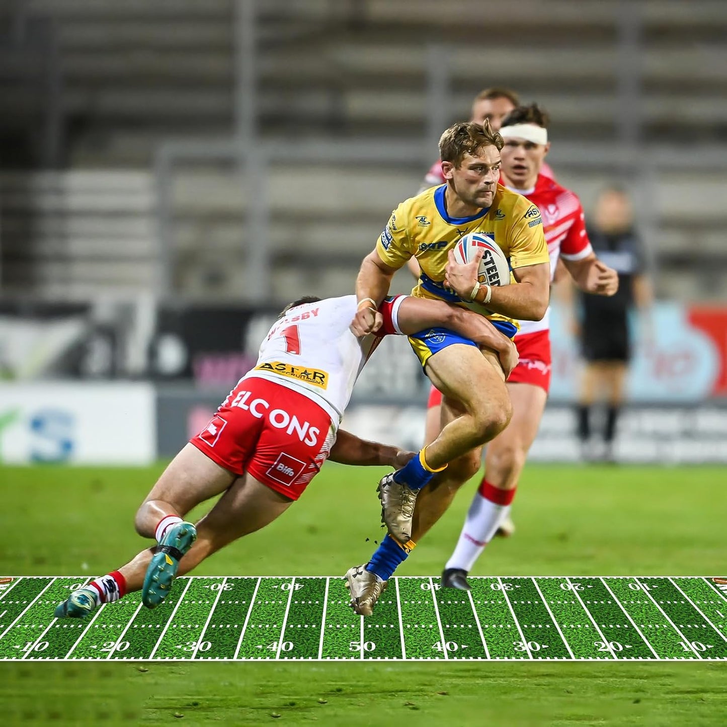 2Pcs Football Field Rug, 10Ft Long Field Aisle Touchdown Runners, Football Floor Runner for Superbowl Game Day Birthday Party Supplies, 24 x 120 Inch