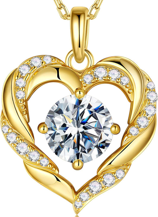 MOOSEA Christmas Gifts for Women Wife, 1-3 Carat D Color VVS1 Clarity Moissanite Heart Pendant Necklaces Anniversary Birthday Gifts for Wife Mom Daughter 925 Sterling Silver Necklace