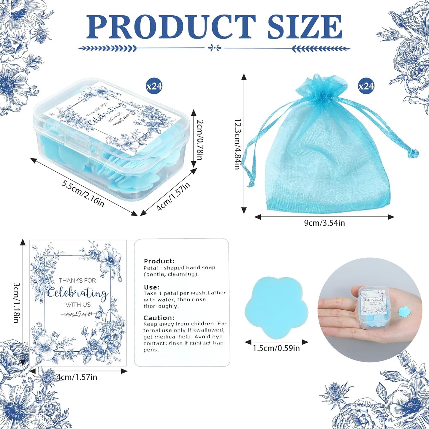 Something Blue Before I Do Bridal Shower Decorations - 24 Pcs Something Blue Before I Do Party Soap Favors Gifts, Floral Bachelorette Wedding Engagement Party Decorations Supplies for Guests