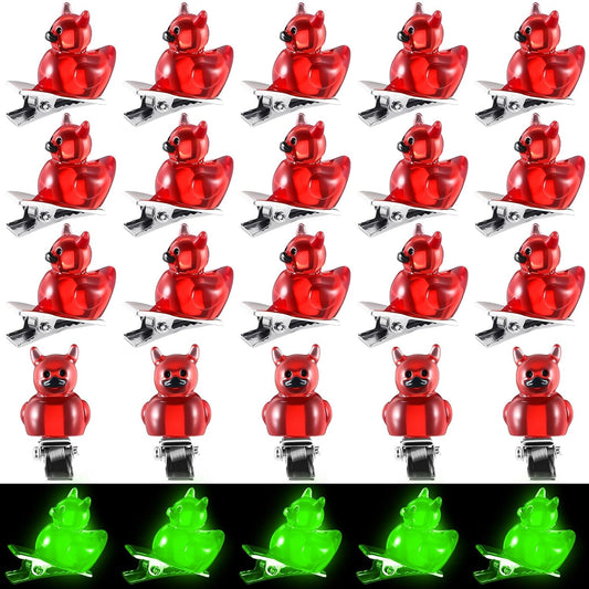 30 Pcs Mini Glow Hair Clips Girls Rave Hair Clips for Women Christmas Music Festival Holiday Party Supplies (Devil Duck)