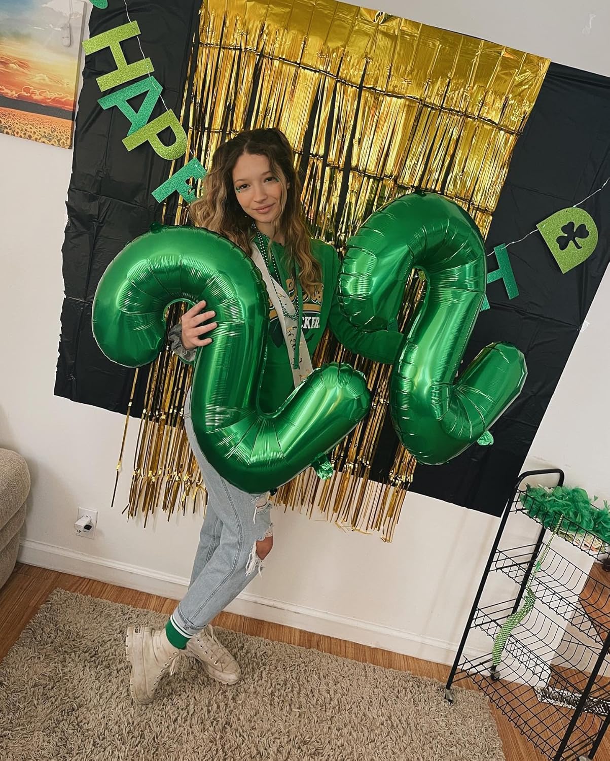 Green Number 13 Balloon 40 inch, 13 Number Balloons, 13th Green Birthday Decorations, 13 Year Old Girls Boys Party Supplies, St. Patrick's Day Games Theme Birthday Decorations