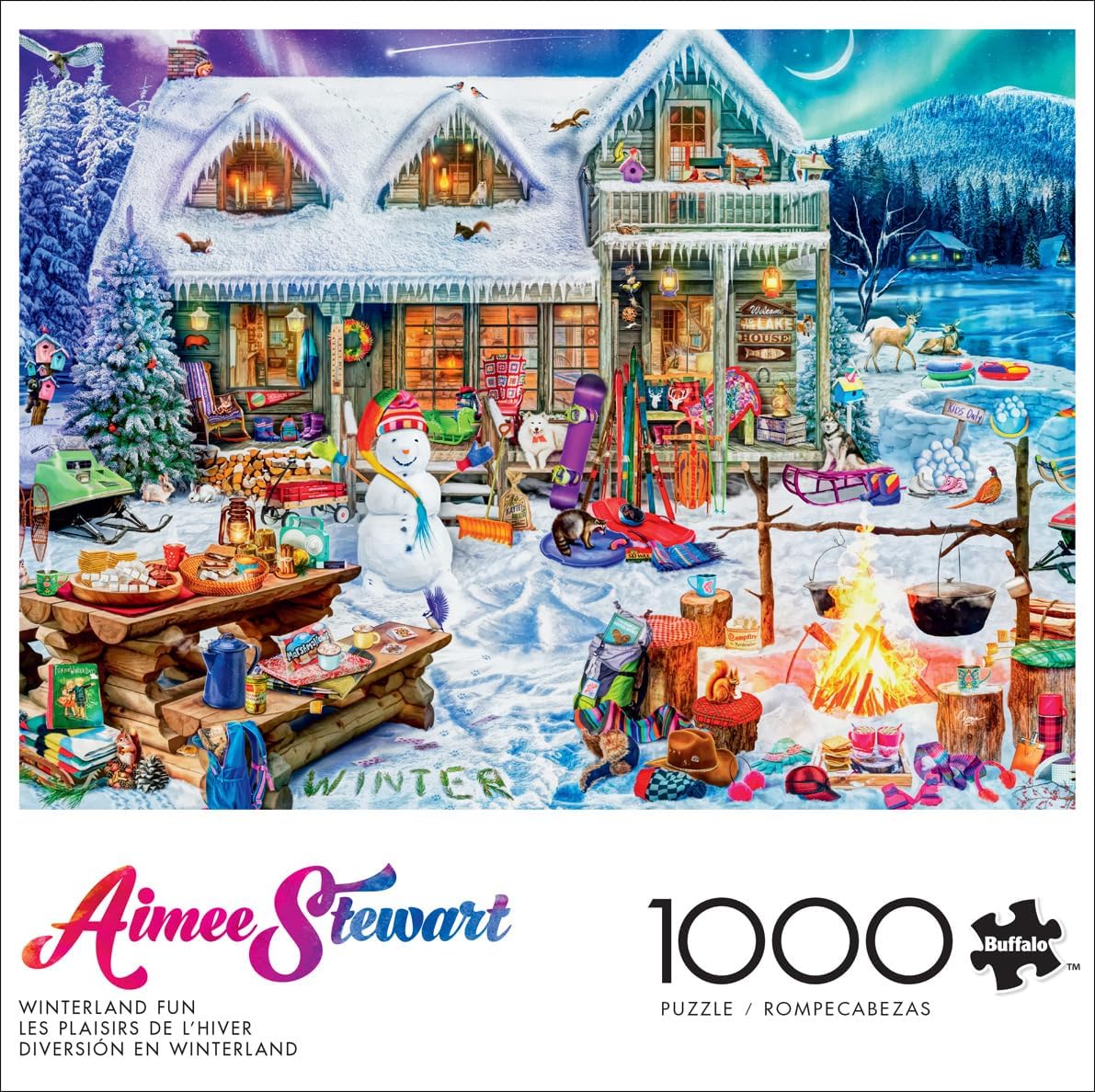 Buffalo Games - Aimee Stewart - Winterland Fun - 1000 Piece Holiday Jigsaw Puzzle Christmas Puzzles for Adults – Precision-Cut Pieces, Beautiful Artwork, and Hours of Relaxing Fun