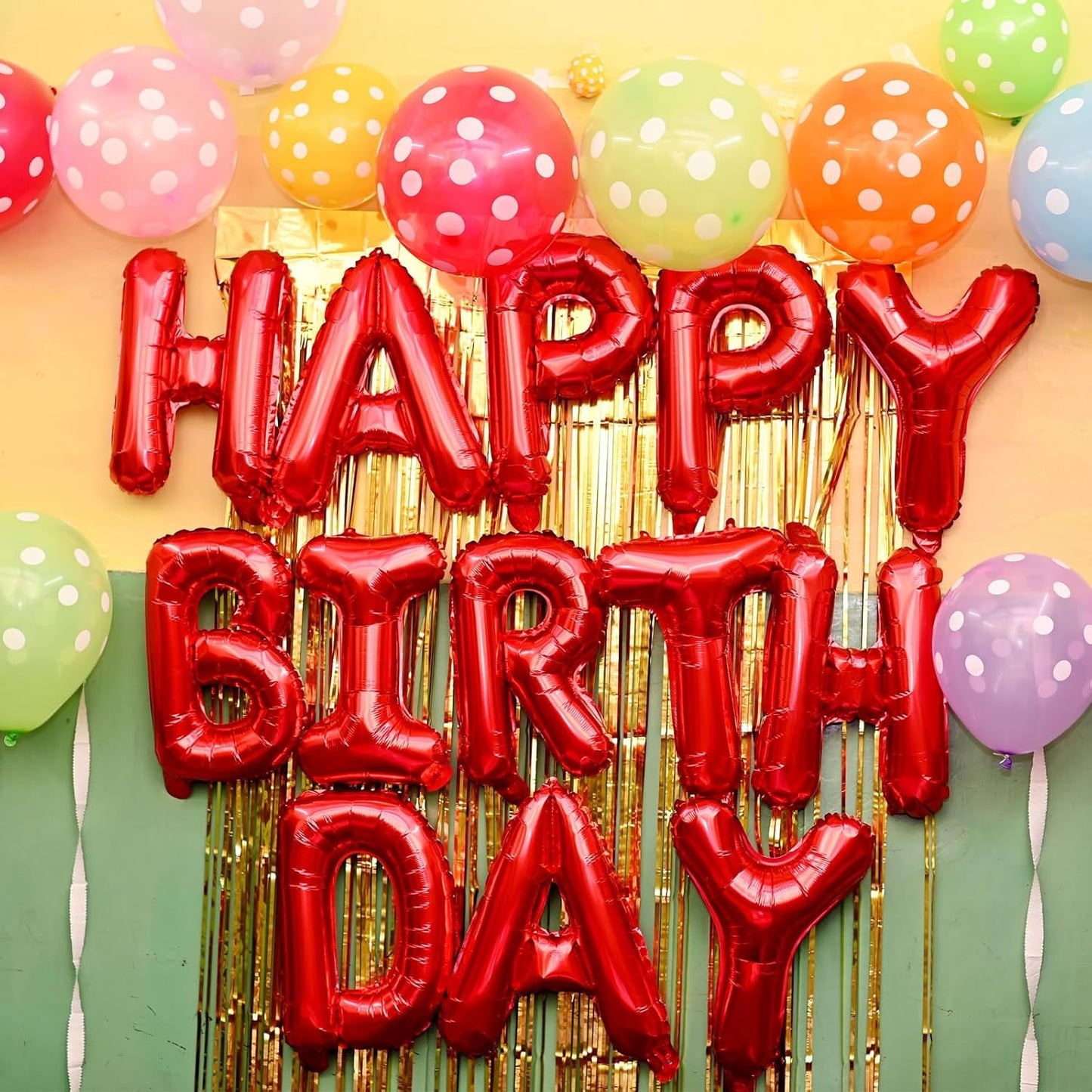 Red Happy Birthday Balloon Banner, 16 Inch Foil Mylar Happy Birthday Balloons Letters, Reusable Happy Birthday Sign, Red Birthday Decorations for Women, Boys and Girls