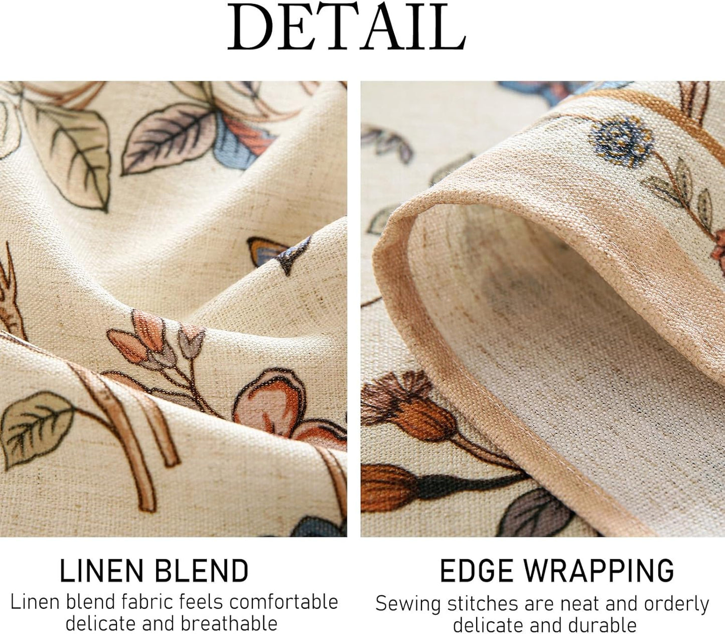 ISAENNE Designer French Light Beige Small Rectangular Tablecloth,Linen Florals and Birds Pattern Table Cloth,Anti-Wrinkle Decorative Tablecloths for Dining Thanksgiving Kitchen,55"*71"-Cornucopia