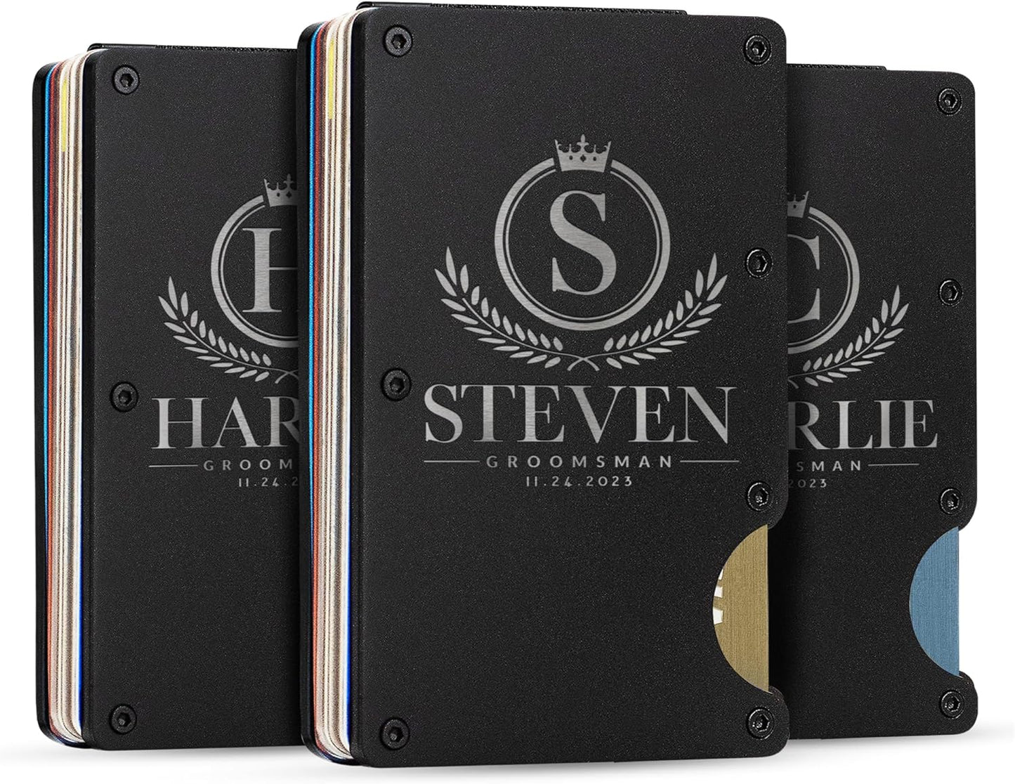Amazing Items Set of 3, Groomsmen Gifts, Personalized Groomsmen Proposal Gifts, Groomsman Gift for Wedding, Custom Groomsmen Gifts Wallet Set, Groomsman Gifts for Men - D4