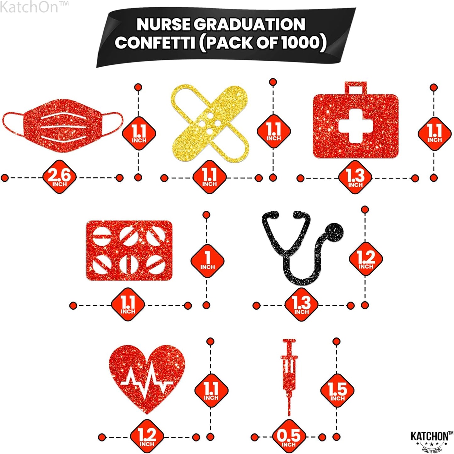 KatchOn, Glitter Nurse Graduation Confetti - Pack of 1000 | Nurse Confetti for table | Nurse Party Decorations, Medical Grad Decorations | Graduation decorations 2025