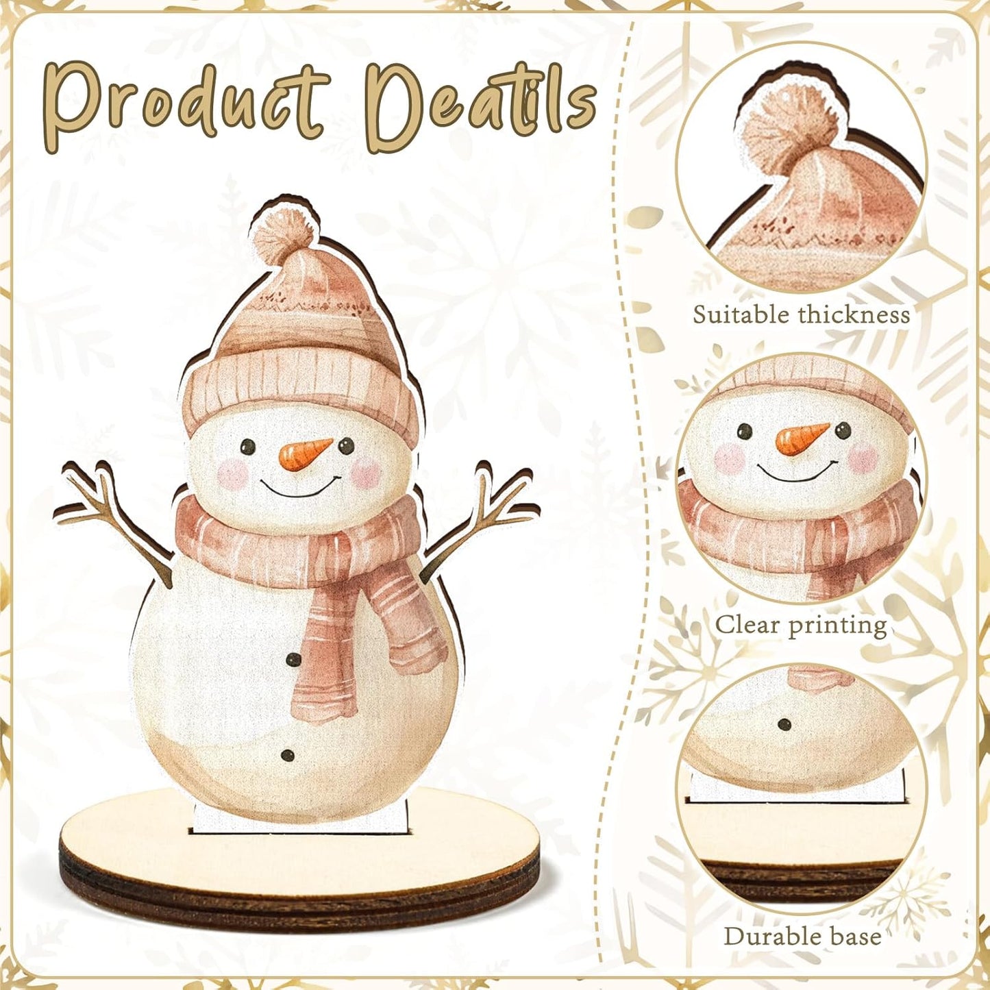 16 Pcs Wooden Boho Sad Beige Christmas Table Centerpiece Vintage Watercolor Xmas Tabletop Detachable Sign Farmhouse Snowman Deer Santa Table Toppers Display Decor Photo Props Party Favor Supplies