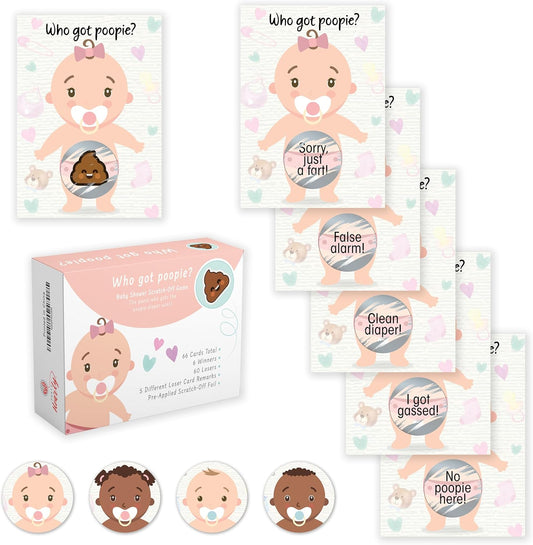 Party Hearty Baby Shower Games for Girl, 66 Poopie Emoji Scratch Off Lottery Tickets, Baby Games Ideas, Scratch Off Game