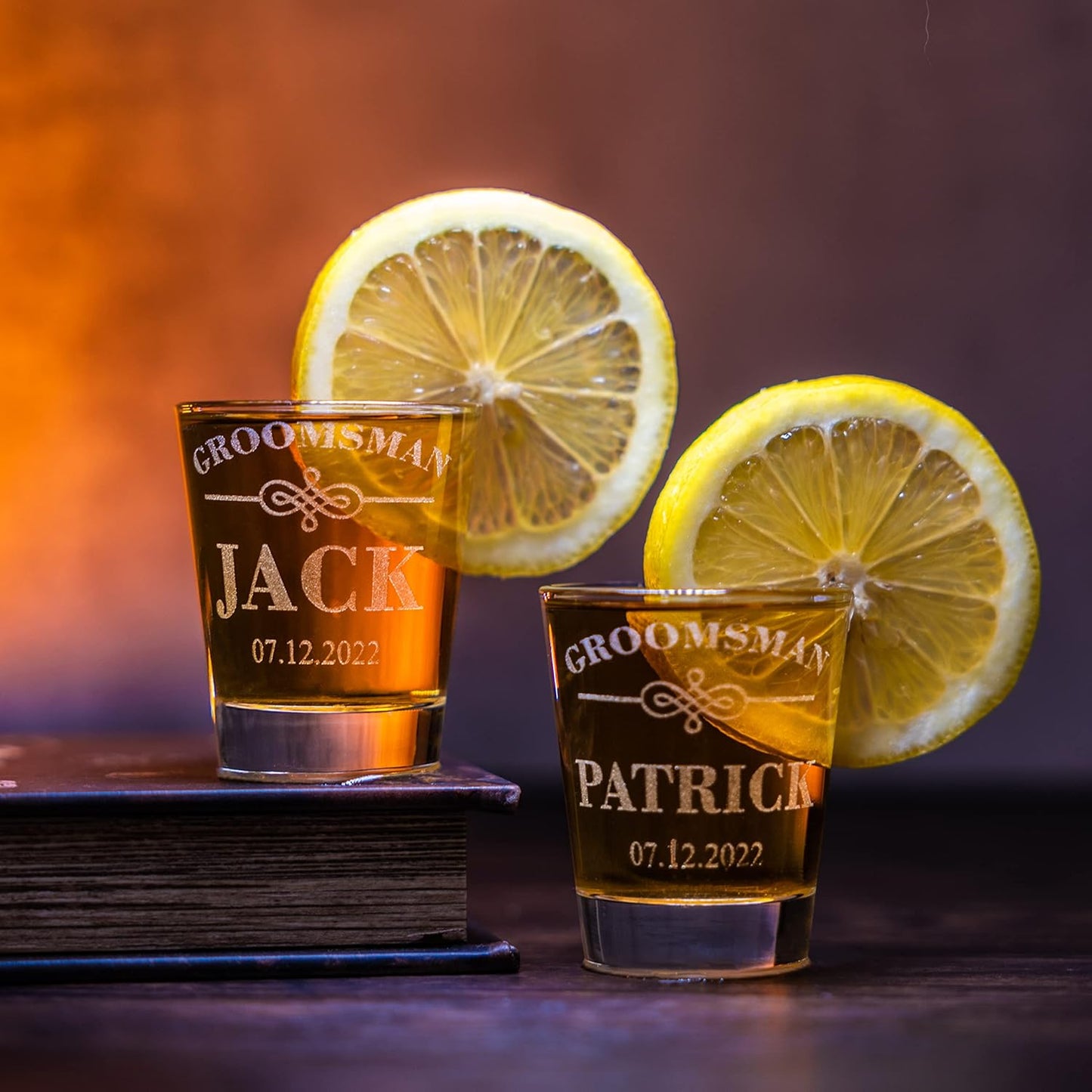 Gifts Inscribed Personalized Shot Glasses Set of 6 – Custom Engraved Groomsmen Glasses – Wedding, Bachelor Party, Drinking Gift for Men, Whiskey Vodka Tequila Shooters